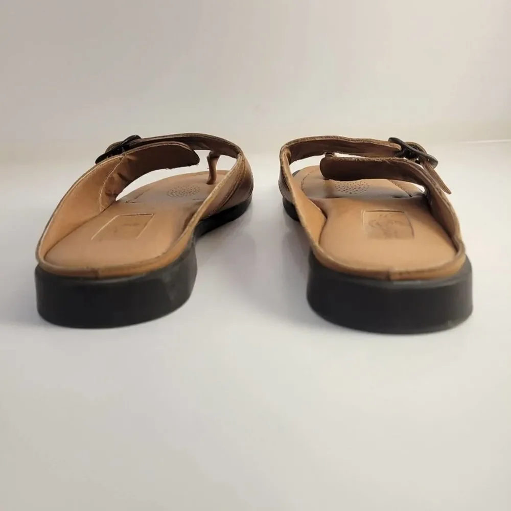 Duck Head tan leather slip on sandals